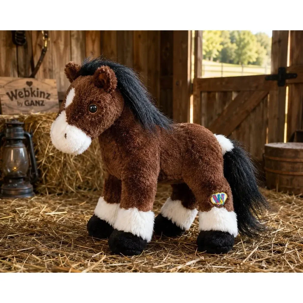 Ganz Webkinz Clydesdale Horse Plush Stuffed Animal W Logo No Code EUC 9”